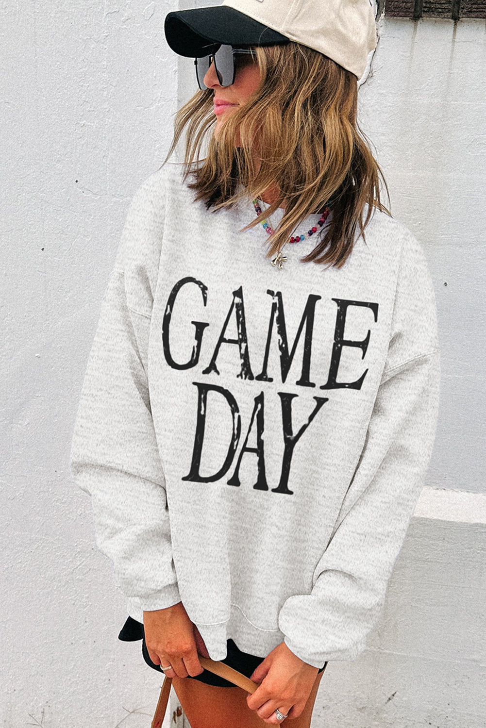 GAME DAY Vintage Washed Letter Graphic Baggy Sweatshirt -2 COLOR OPTIONS