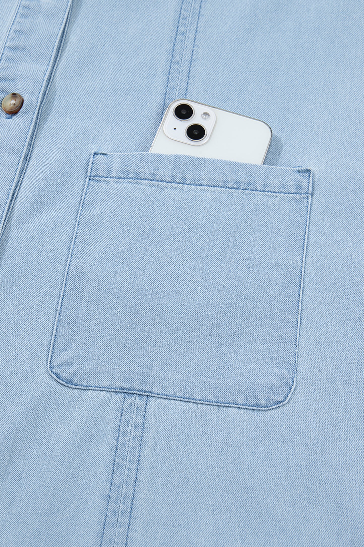 Ruffled Edge Collared Shift Denim Dress with Pockets- 3 COLOR OPTIONS