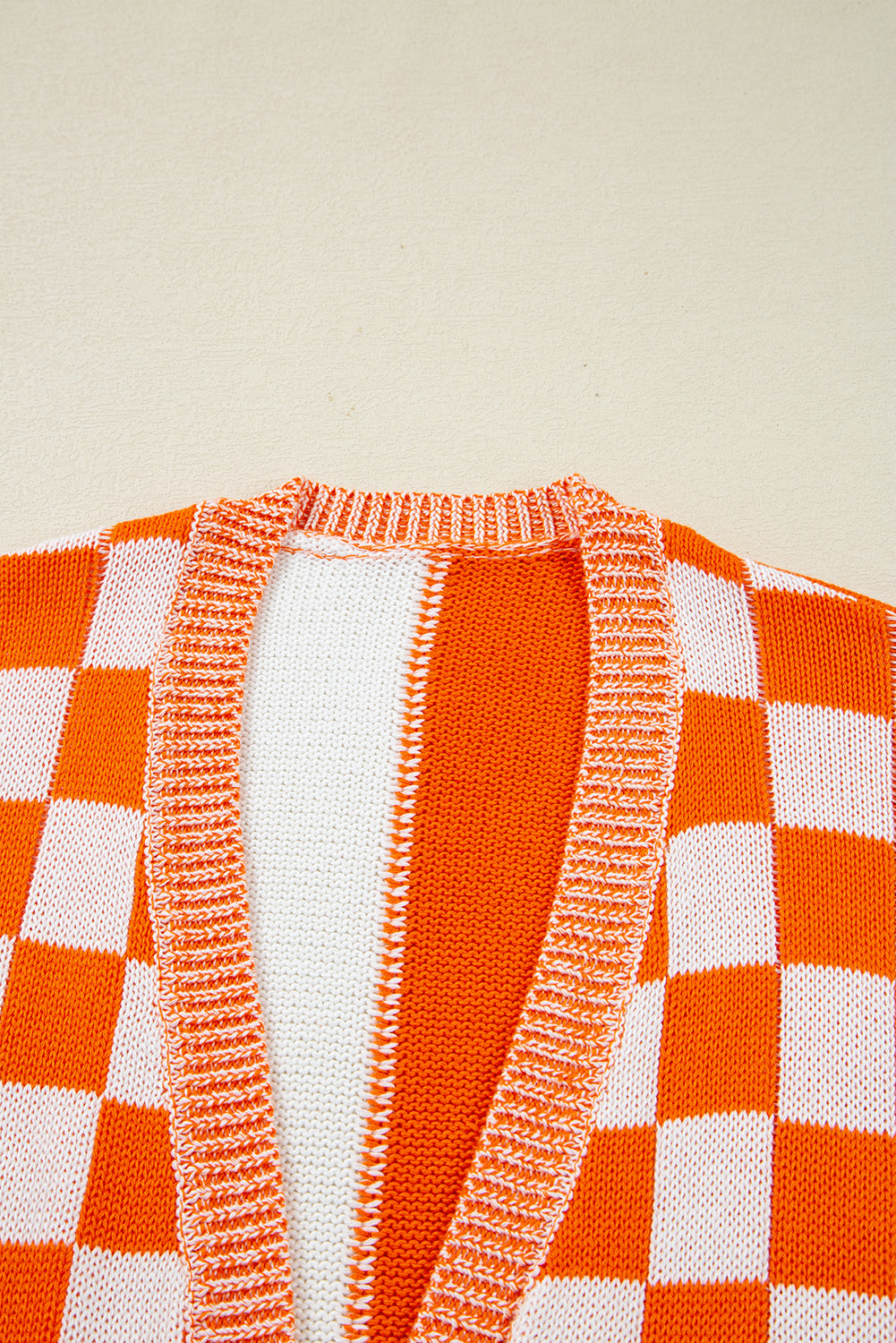 Orange Checkered Open Front Drop Shoulder Cardigan -3 COLOR OPTIONS
