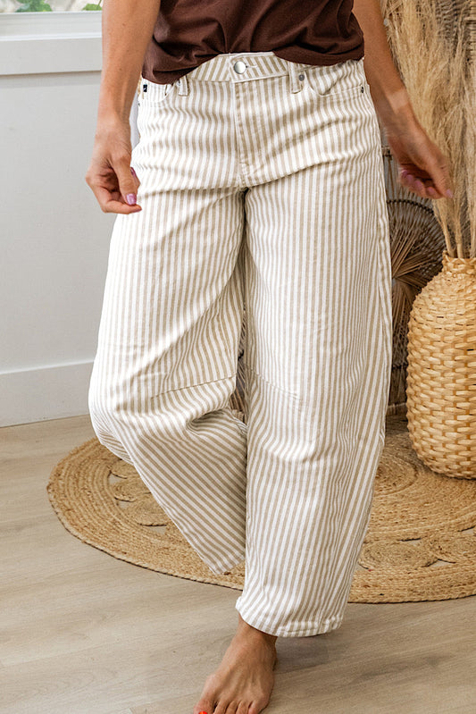 Stripe Casual Barrel Jeans- 3 COLOR OPTIONS