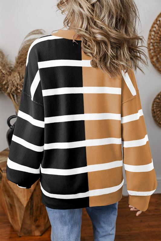 WAREHOUSE SALE -Striped Colorblock Drop Shoulder Sweater
