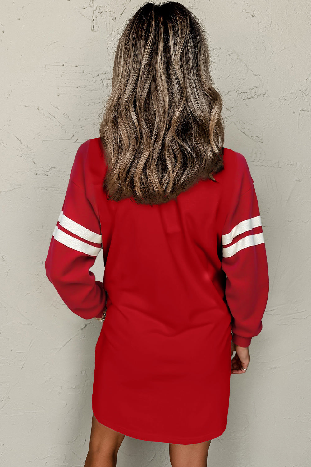 Preppy Striped Sleeve Loose Mini Dress -4 COLOR OPTIONS