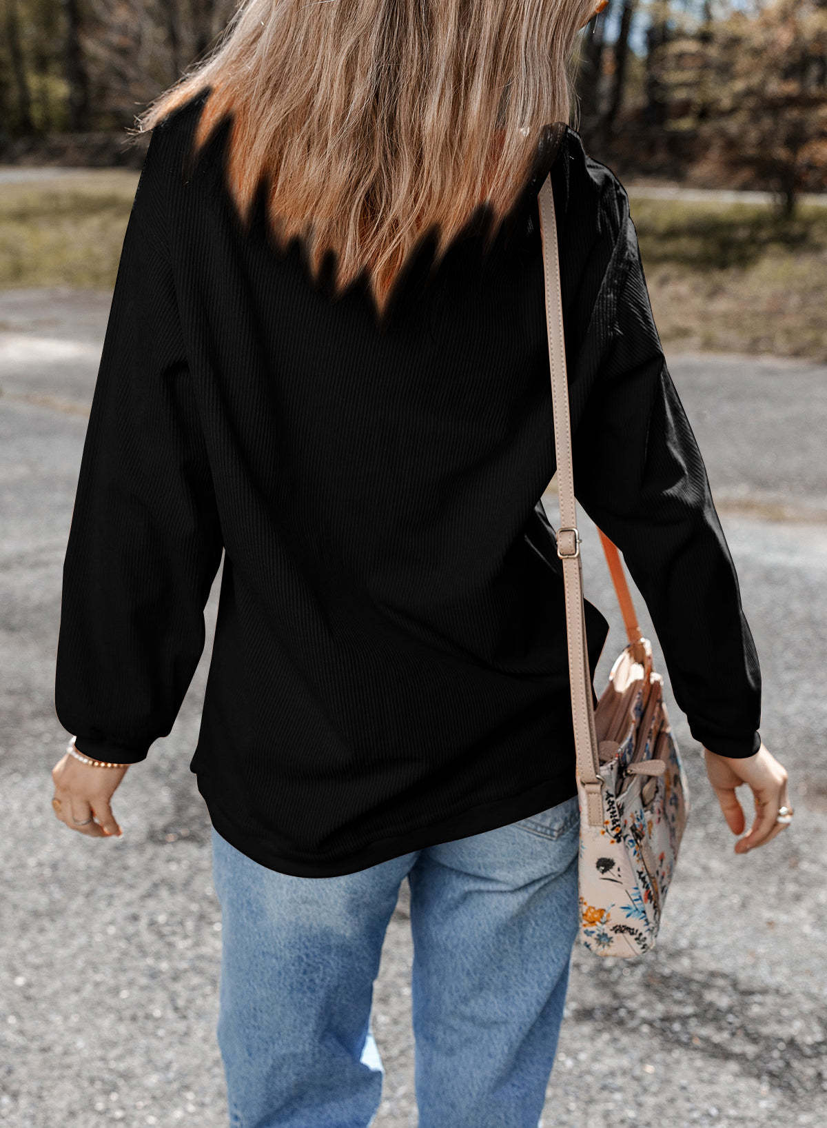 Football Graphic Drop Shoulder Game Day Corded Sweatshirt -5 COLOR OPTIONS
