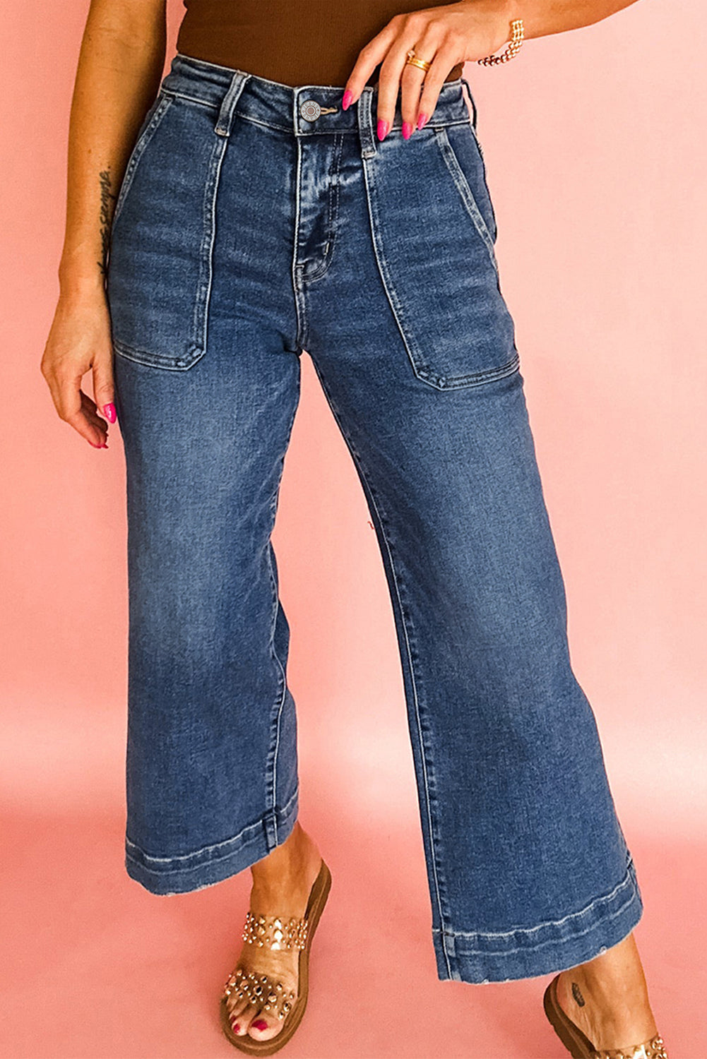 Breen Cropped High Rise Wide Leg Jeans -3 COLOR OPTIONS
