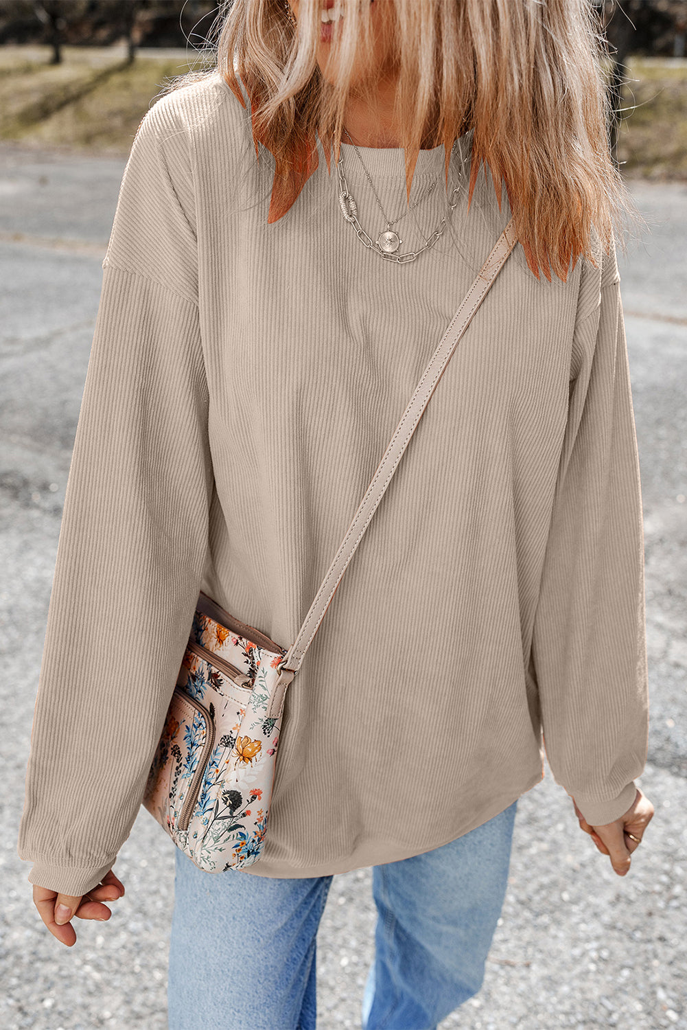 Drop Sleeve Rib Knit Oversized Sweatshirt -13 COLOR OPTIONS