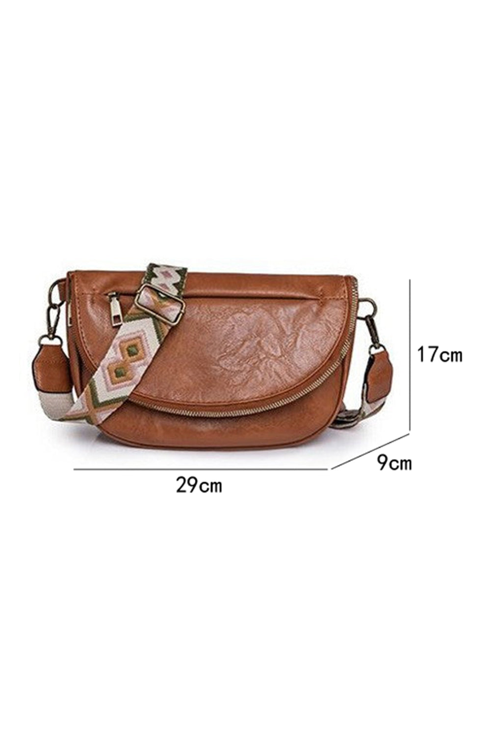 Wide Strap Zipper PU Leather Crossbody Bag -4 COLOR OPTIONS