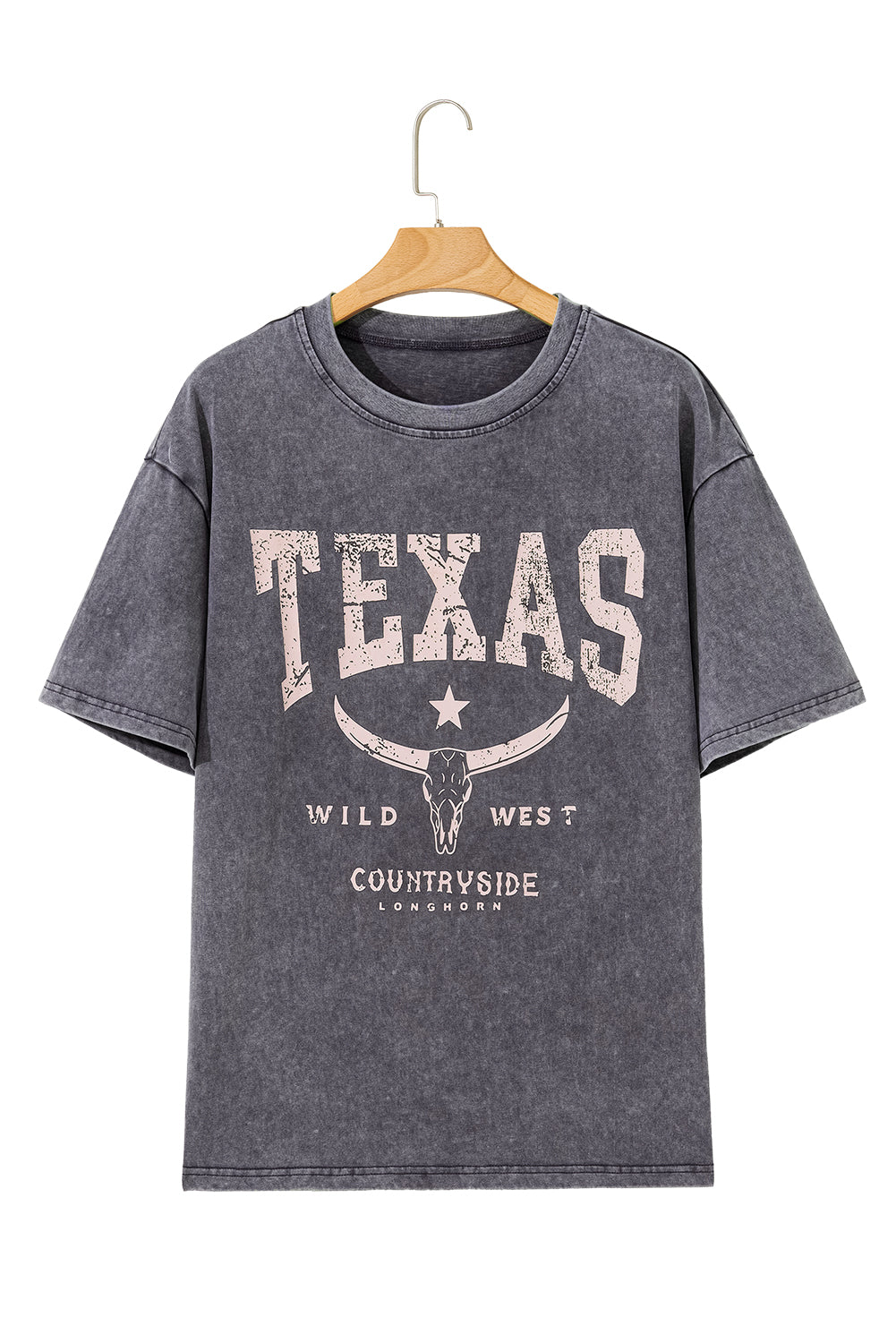 TEXAS Steer Head Graphic Mineral Wash Oversized T Shirt