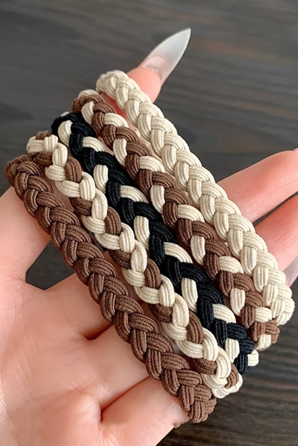 Chestnut 5Pcs Smile Face Decor Braided Hair Tie