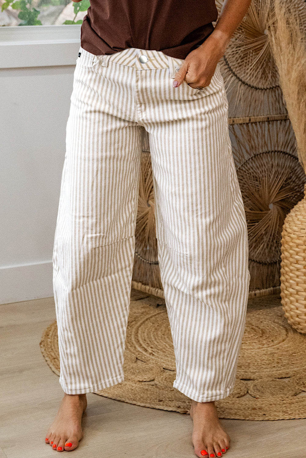Stripe Casual Barrel Jeans- 3 COLOR OPTIONS
