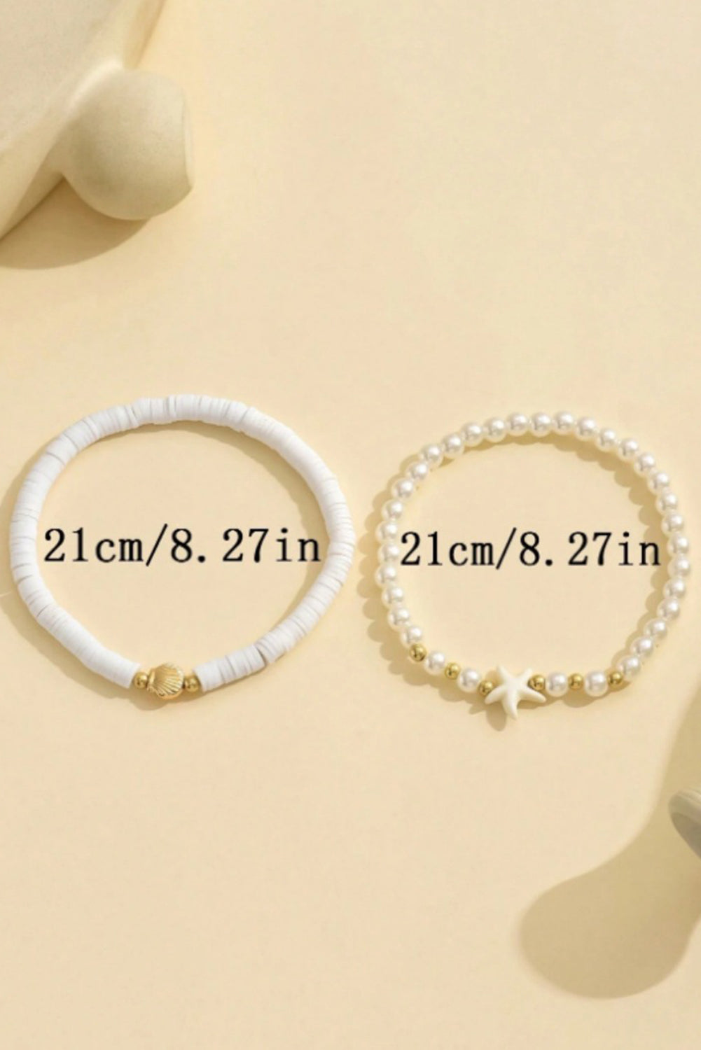 White Shell Starfish Beaded Anklet 2Pcs
