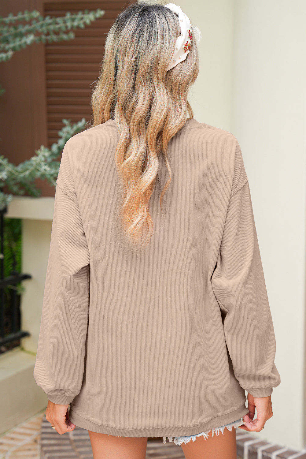 Football Graphic Drop Shoulder Game Day Corded Sweatshirt -5 COLOR OPTIONS