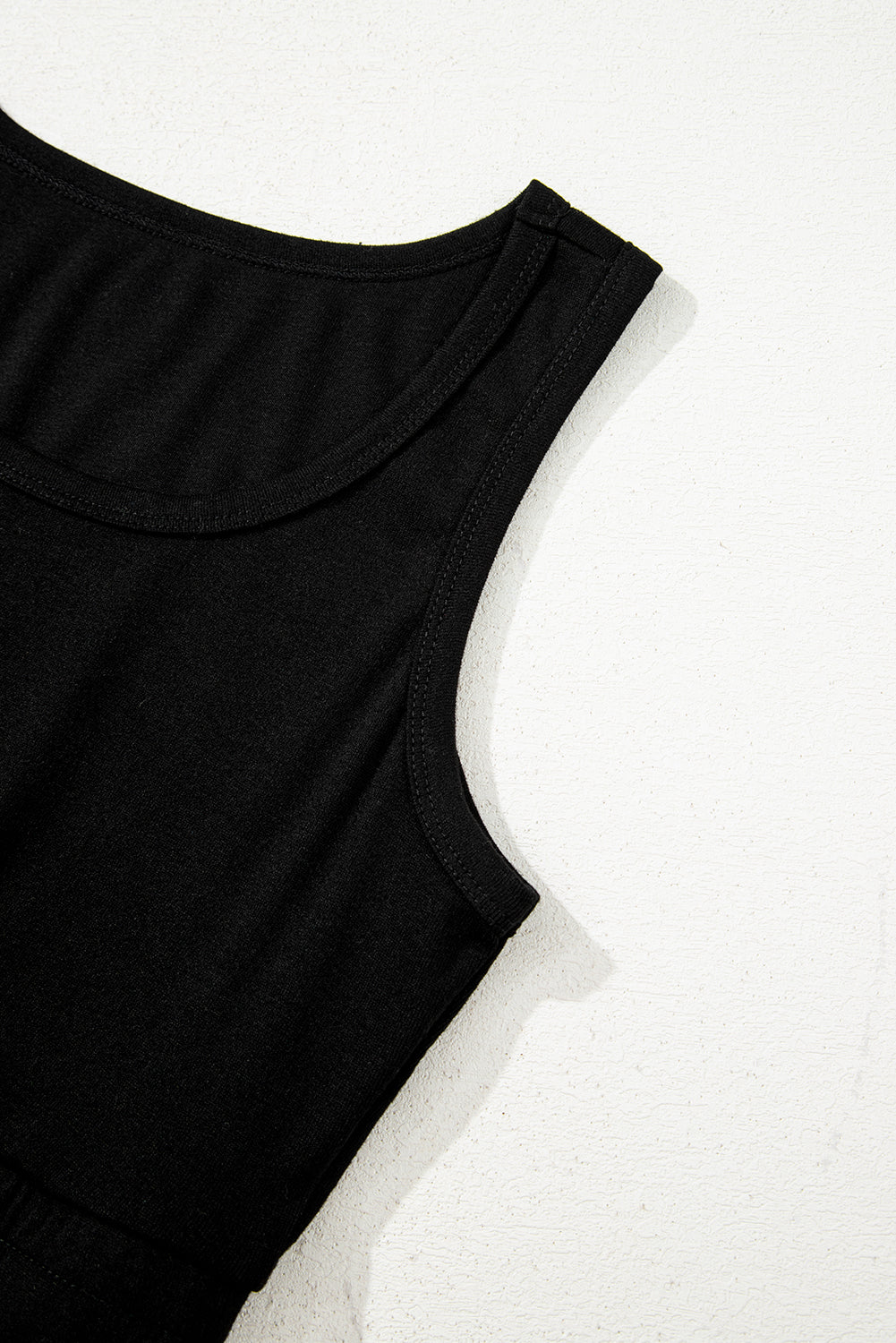 Black Shirred Hem Crop Tank Top Loose Shorts Cardigan 3 Piece Pajama Set