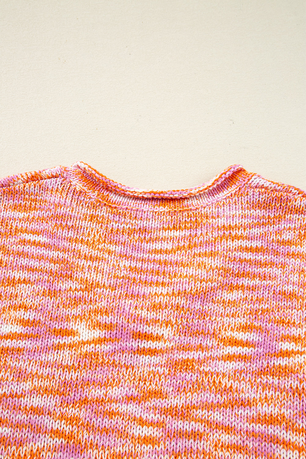 Orange Vibrant Abstract Print Drop Shoulder V Neck Oversized Sweater