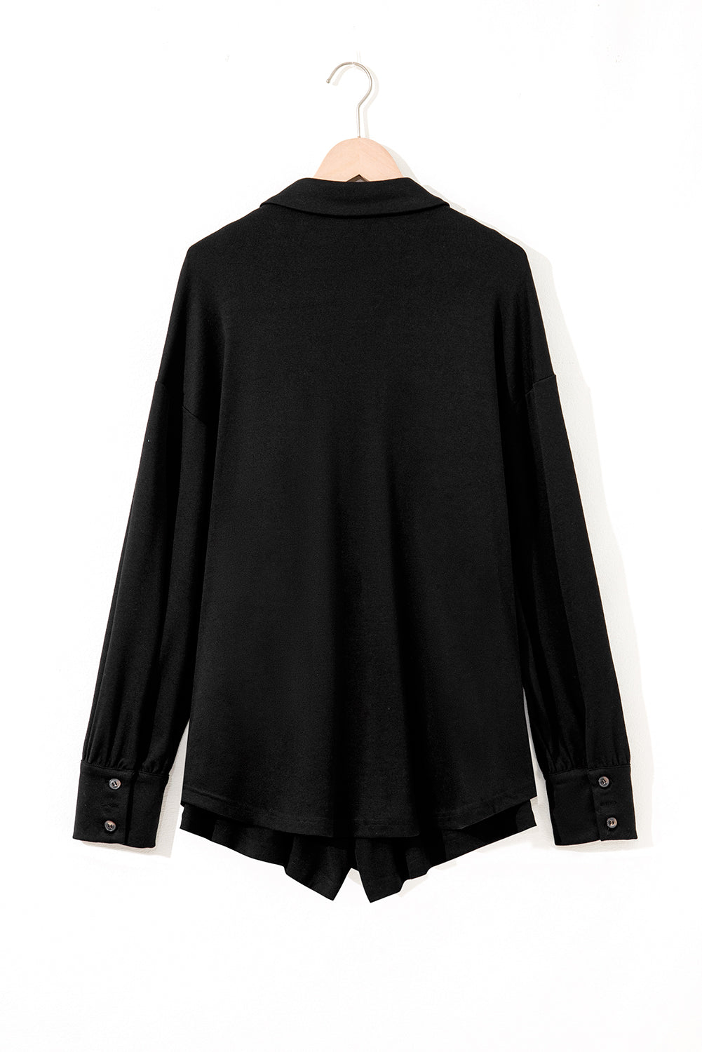 Black Shirred Hem Crop Tank Top Loose Shorts Cardigan 3 Piece Pajama Set