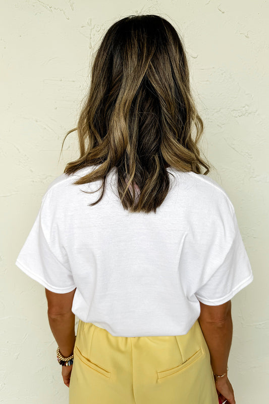 White FLOWER MARKET Letter Graphic T Shirt