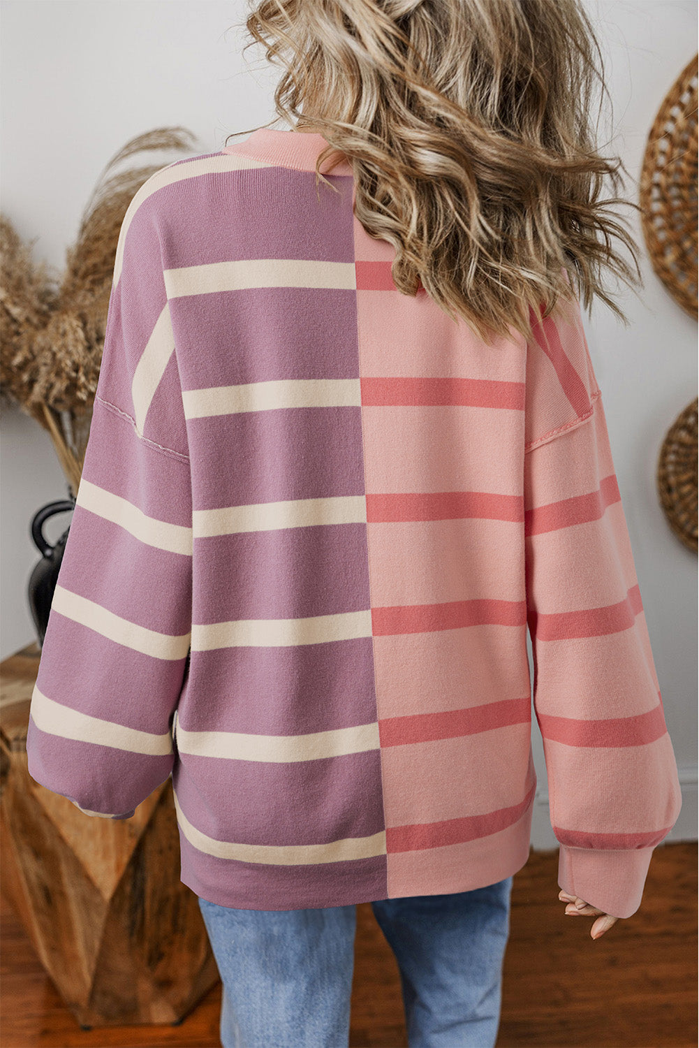 Striped Colorblock Drop Shoulder Sweater -4 COLOR OPTIONS