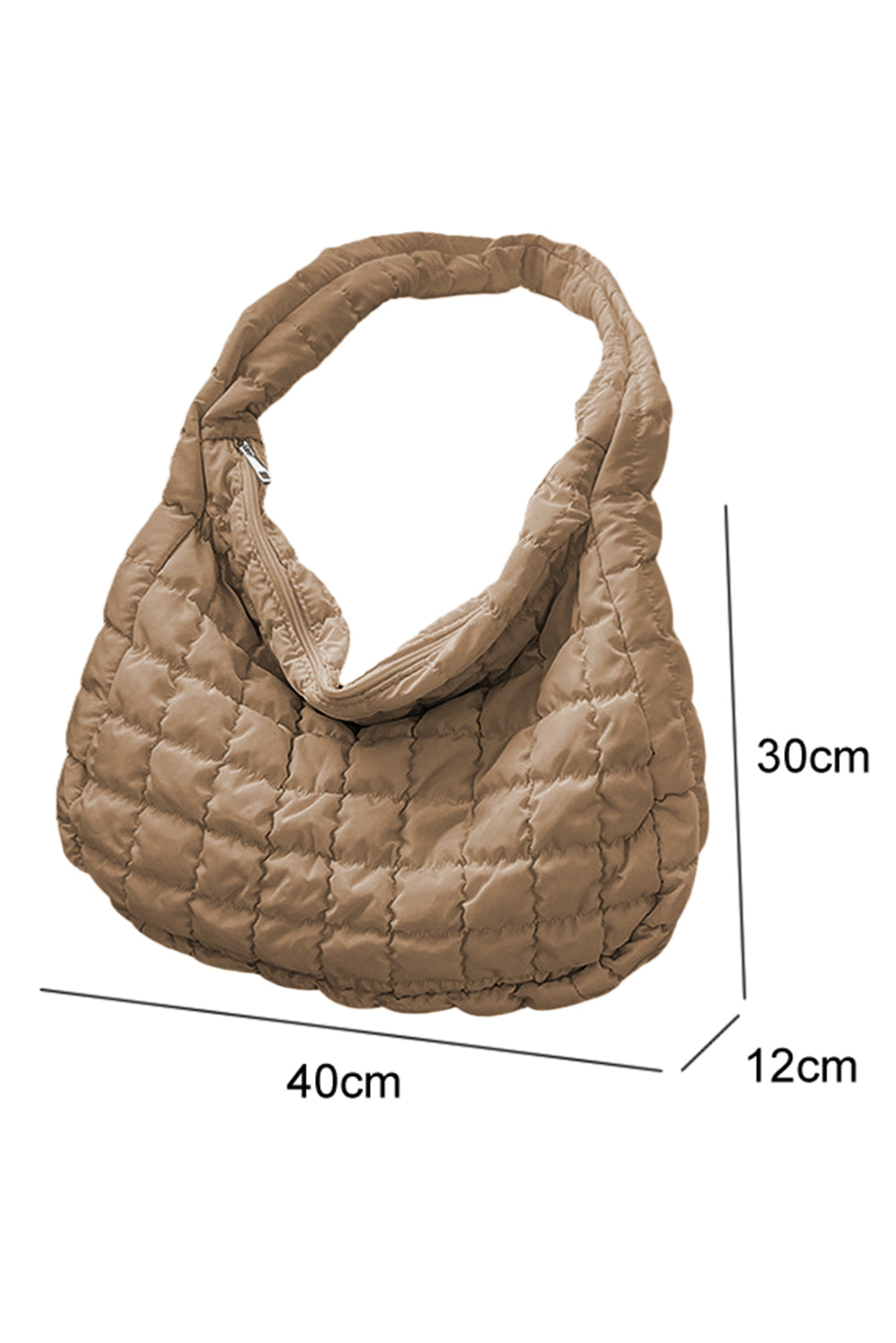 Quilted Zipper Large Shoulder Bag -2 COLORS