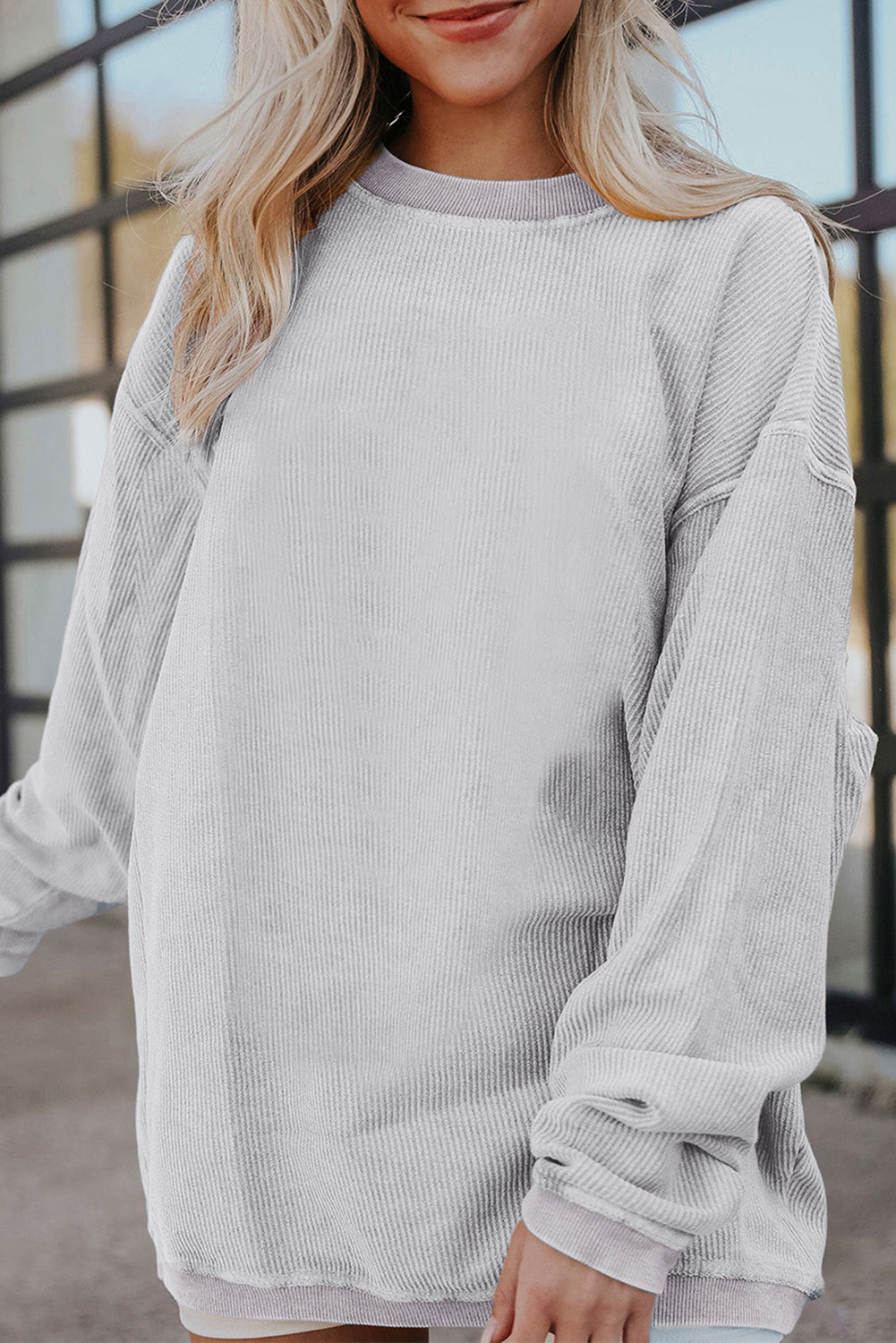 Drop Sleeve Rib Knit Oversized Sweatshirt -13 COLOR OPTIONS