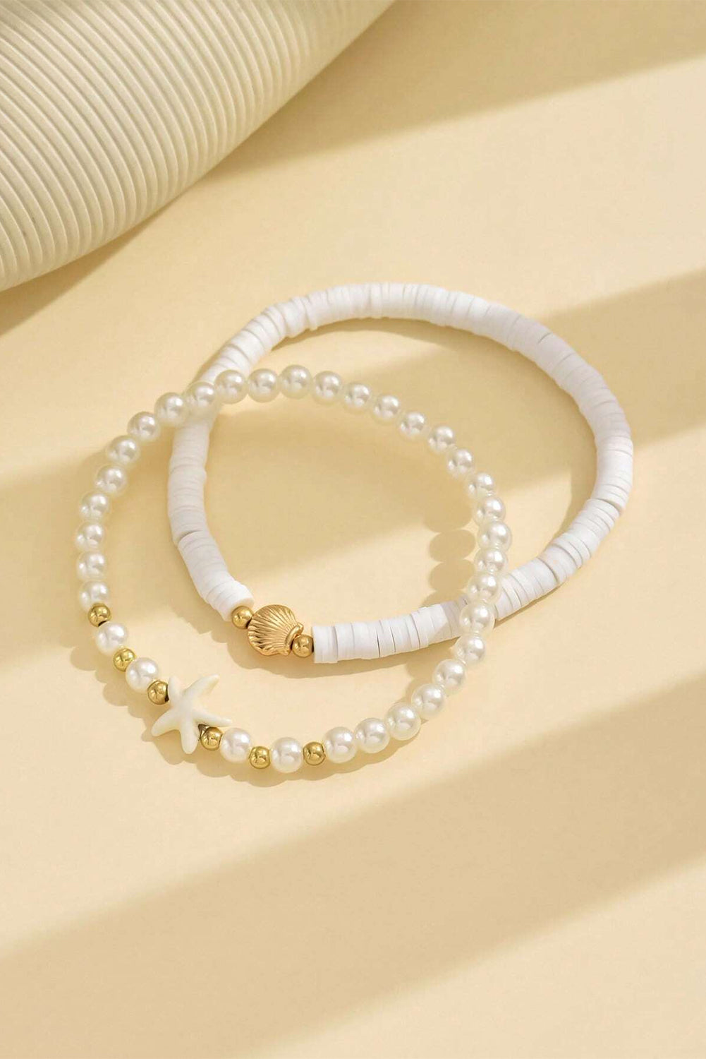 White Shell Starfish Beaded Anklet 2Pcs