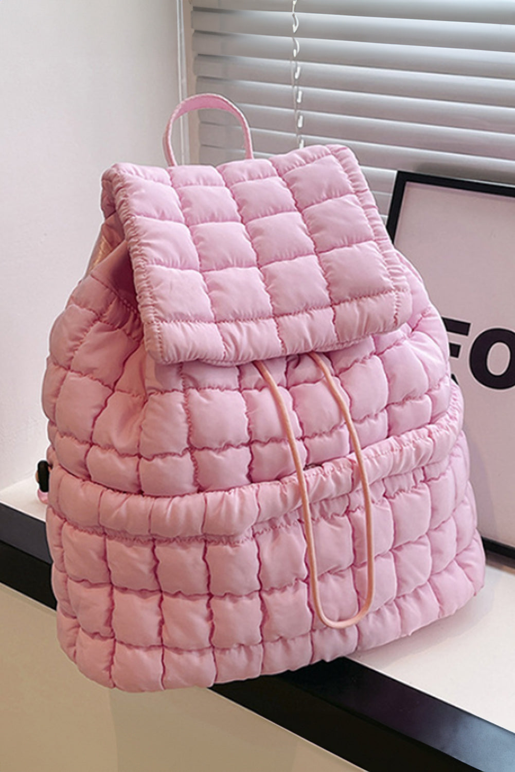 Solid Flapped Quilted Puffer Backpack -6 COLOR OPTIONS