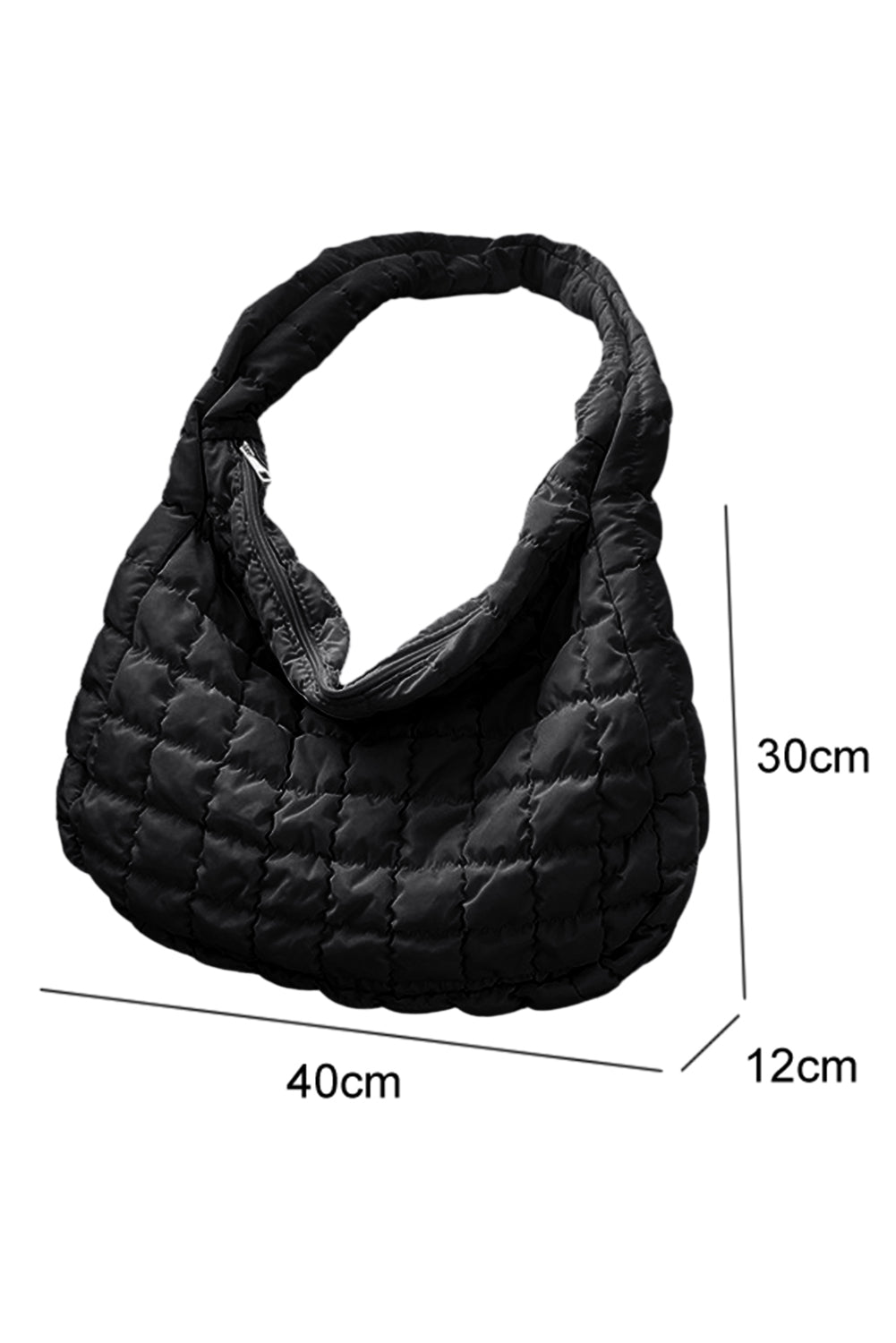 Quilted Zipper Large Shoulder Bag -2 COLORS