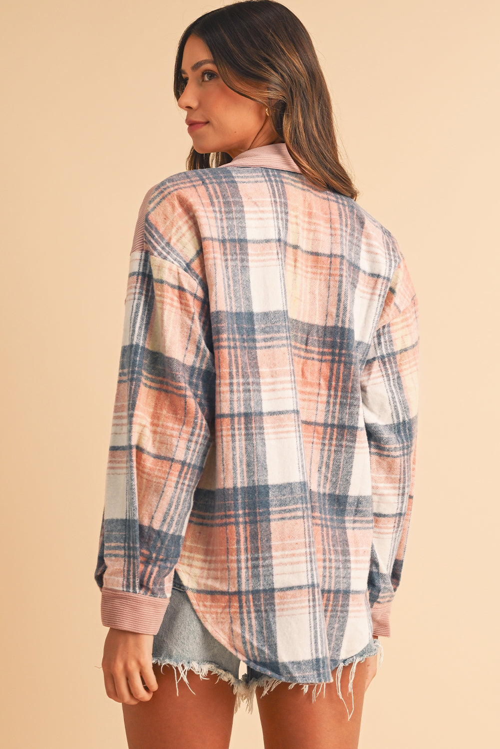 Plaid Corduroy Patchwork Pocket Loose Shacket -2 COLOR OPTIONS