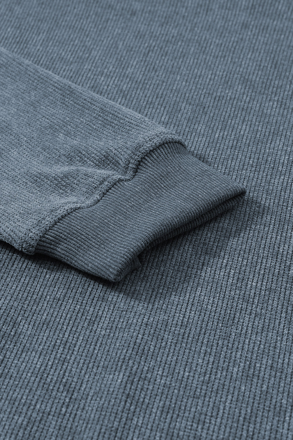 Solid Ribbed Round Neck Pullover Sweatshirt -Variety of Colors