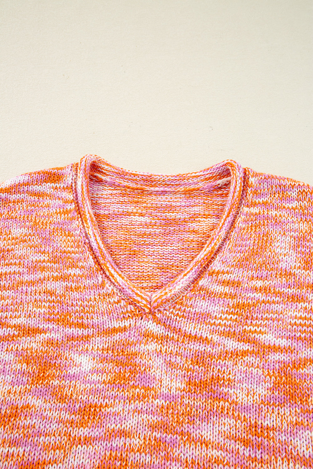 Orange Vibrant Abstract Print Drop Shoulder V Neck Oversized Sweater