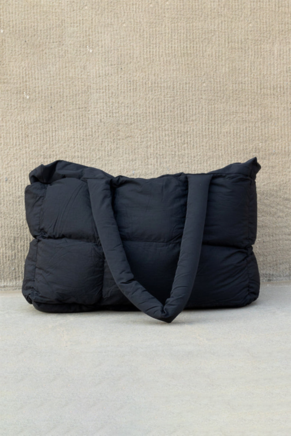 Solid Quilted Puffy Zipped Large Tote Bag -3 COLOR OPTIONS
