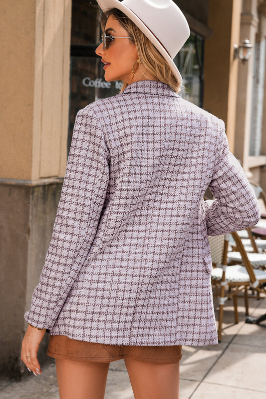 Elegant Tweed Plaid Blazer