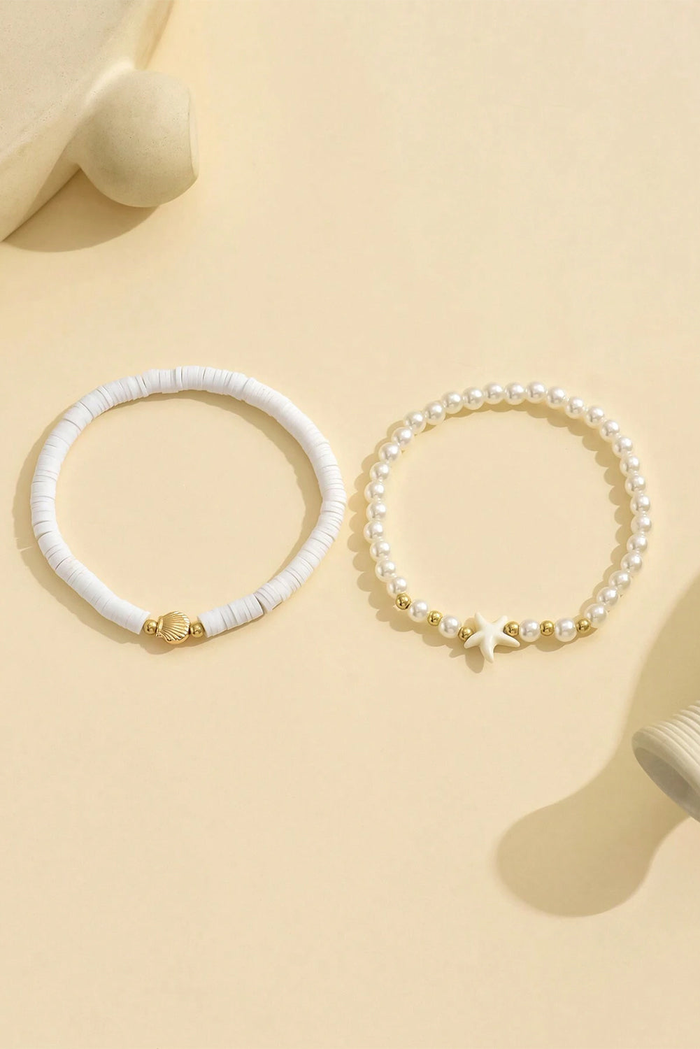 White Shell Starfish Beaded Anklet 2Pcs