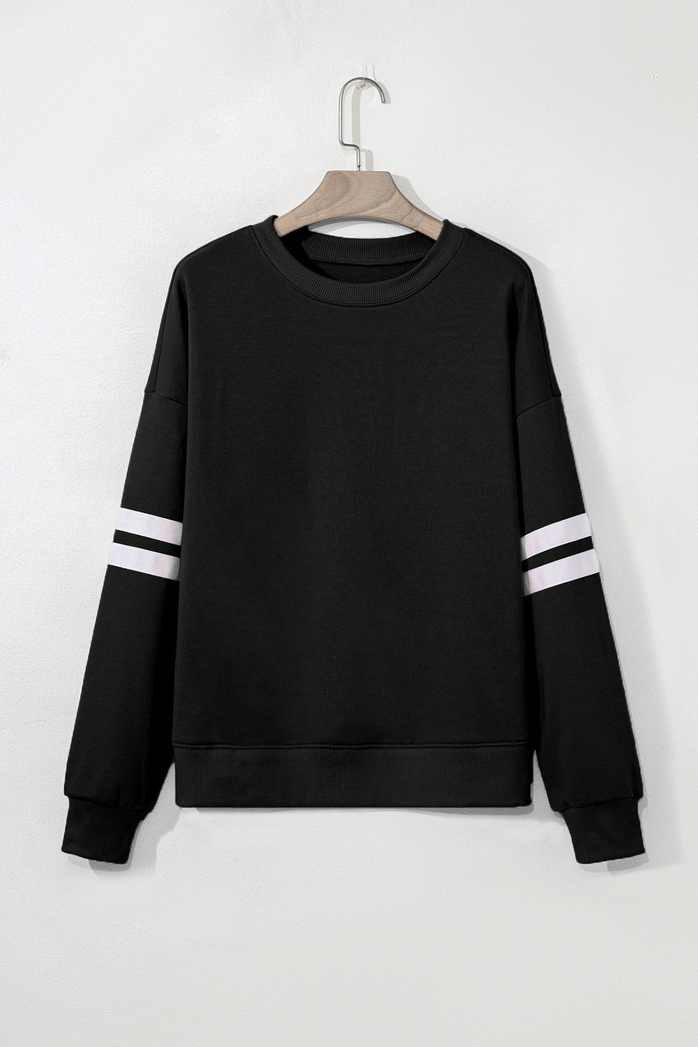Preppy Striped Sleeve Loose Sweatshirt -7 COLOR OPTIONS