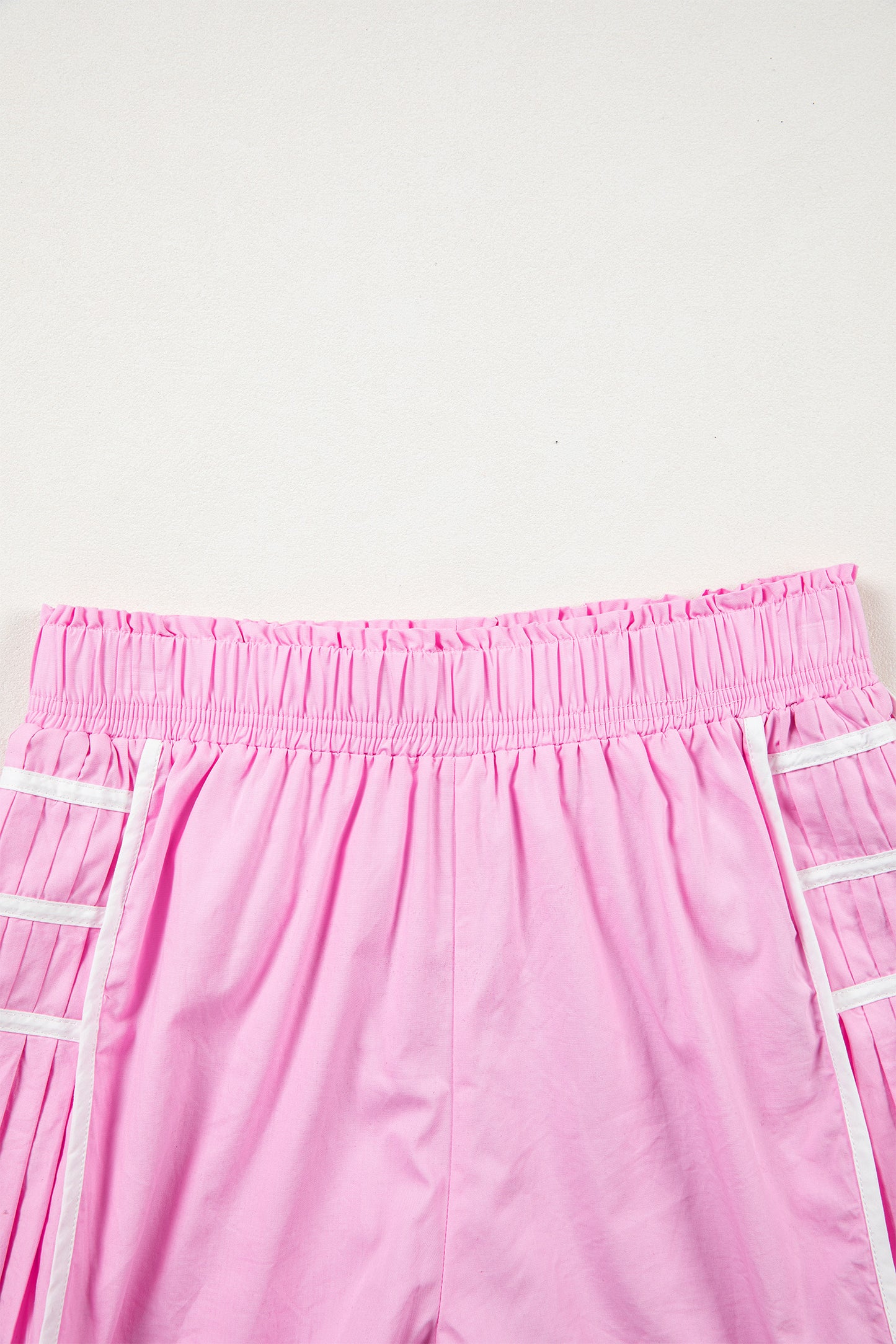 Contrast Trim Pleated Casual Active Shorts -2 COLOR OPTIONS