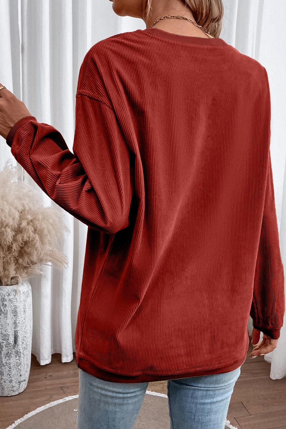 Ribbed Corduroy Oversized Sweatshirt -13 COLOR OPTIONS