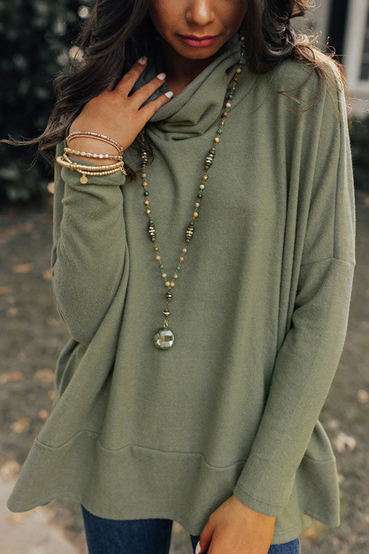Cowl Neck Loose Fit Tunic Top -2 COLOR OPTIONS