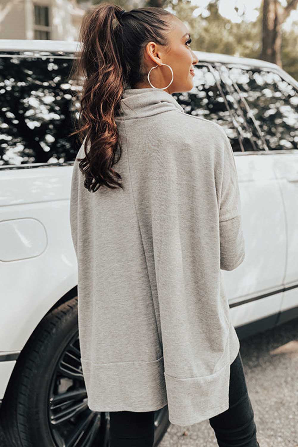 Cowl Neck Loose Fit Tunic Top -2 COLOR OPTIONS