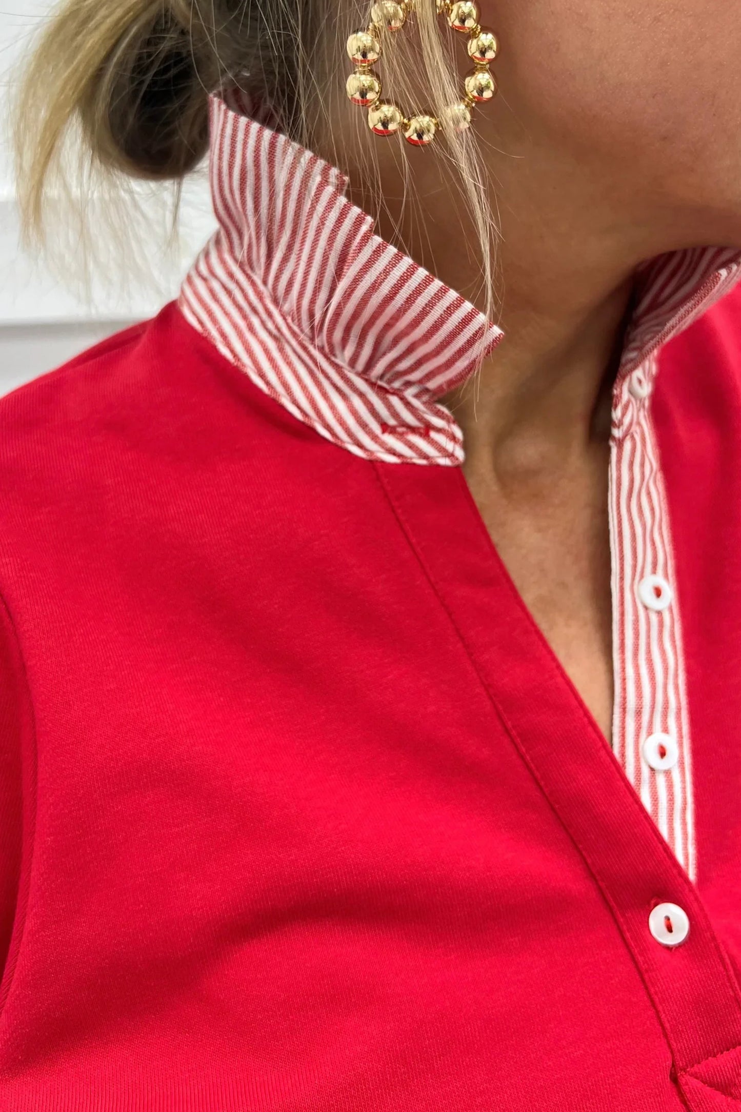 Striped Frilled Collar Short Sleeve Blouse- 5 COLOR OPTIONS