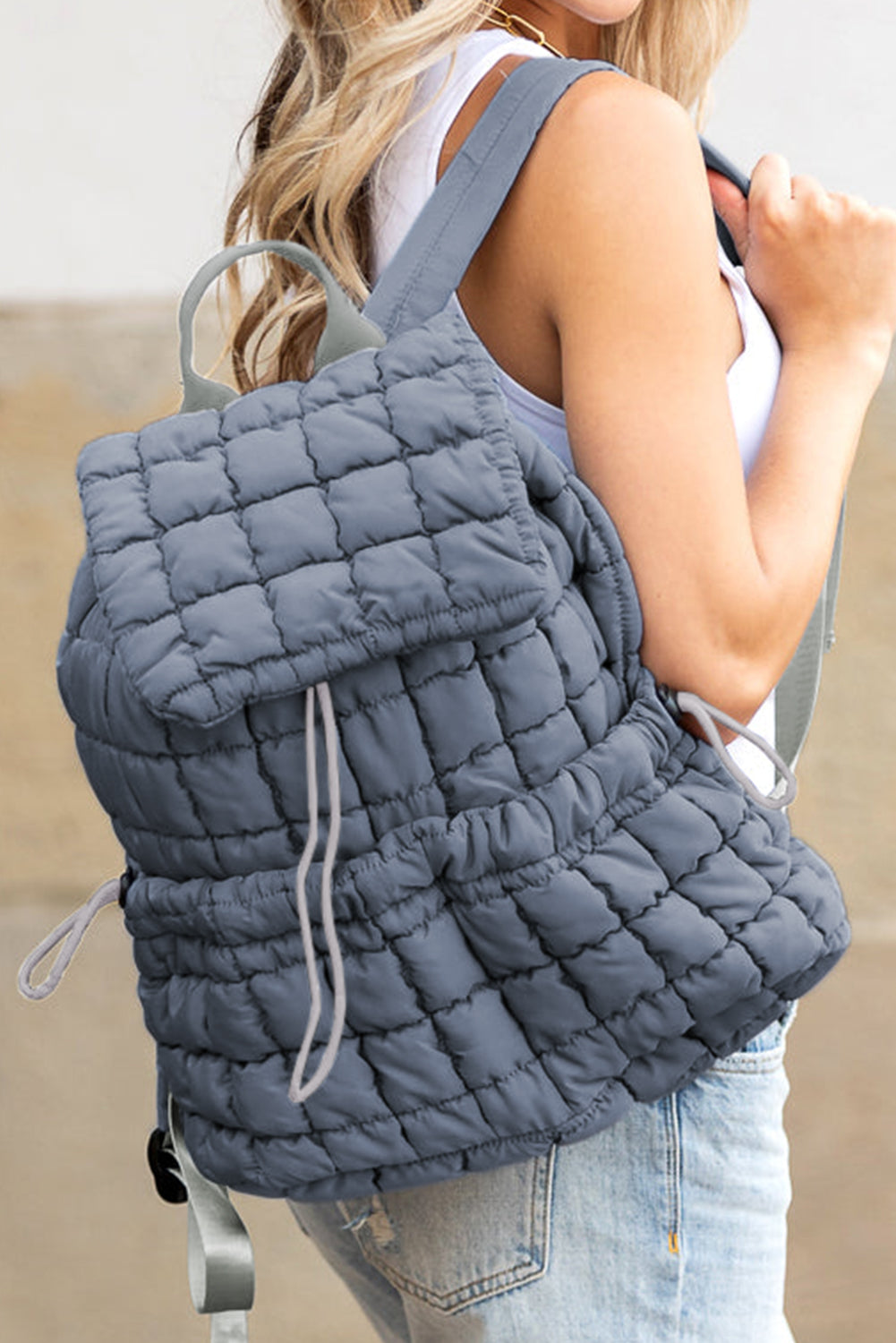 Solid Flapped Quilted Puffer Backpack -6 COLOR OPTIONS