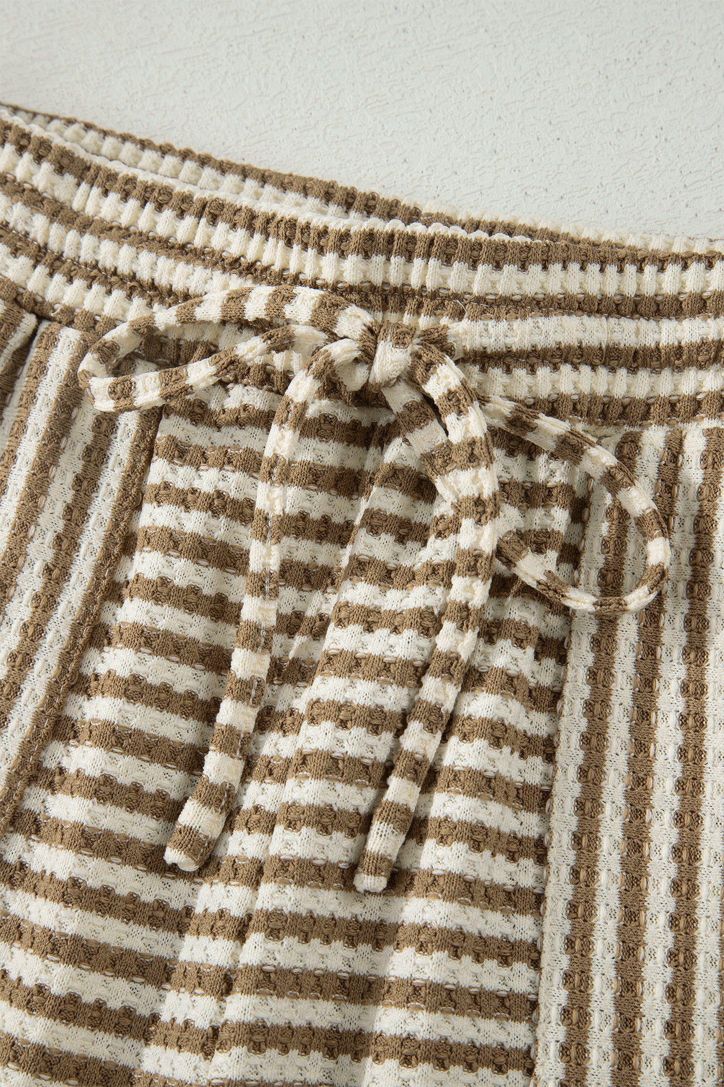 Stripe Breathable Textured Knit Short 2pcs Set -4 COLOR OPTIONS