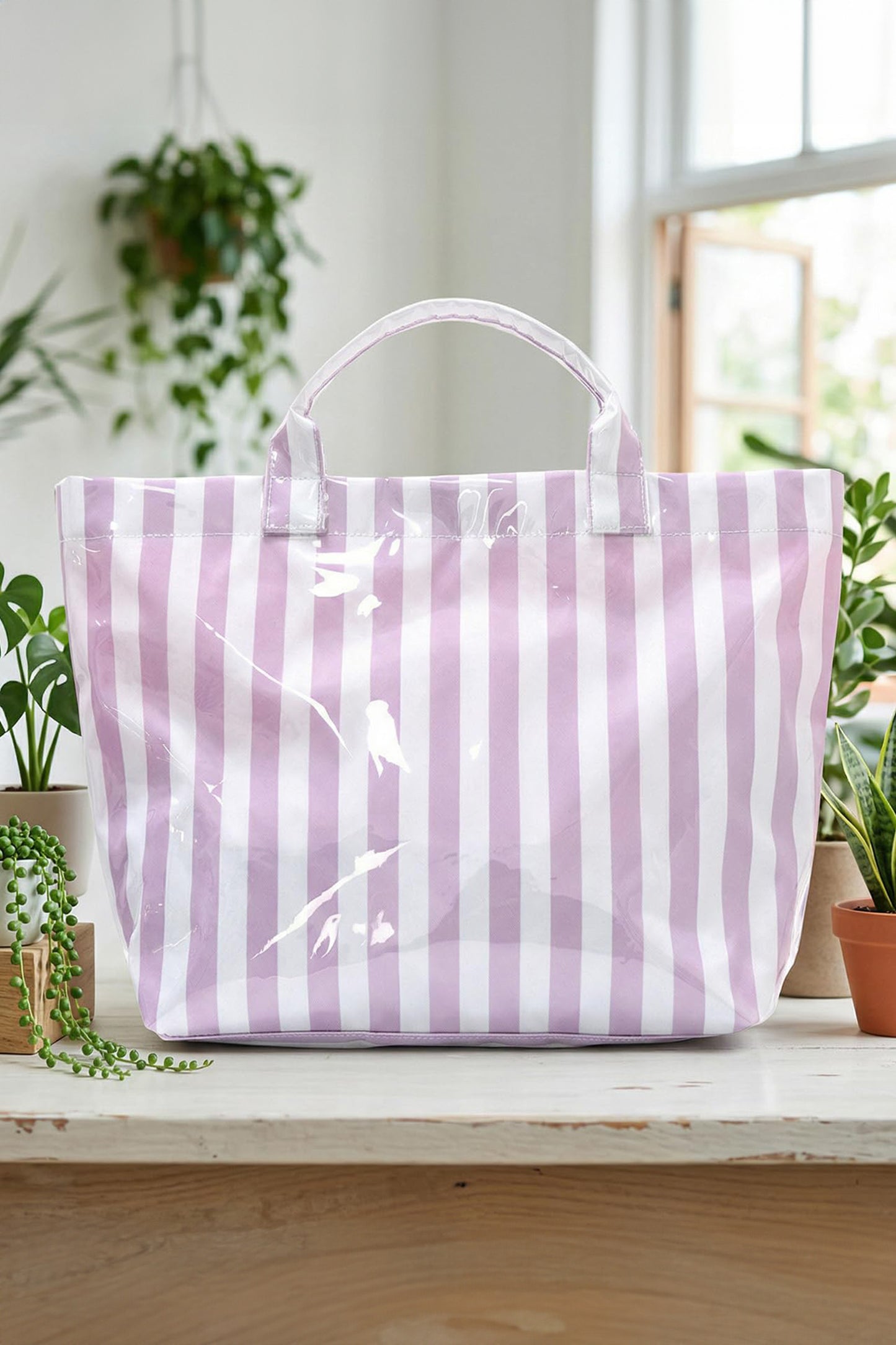 Rainbow Glossy Striped Vinyl Large Tote Bag -8 COLOR OPTIONS