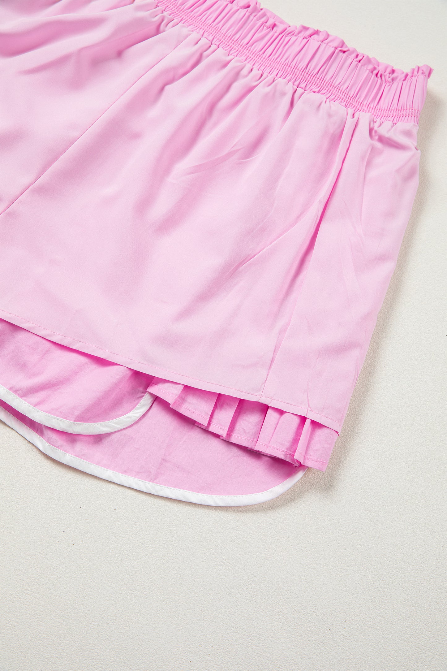 Contrast Trim Pleated Casual Active Shorts -2 COLOR OPTIONS