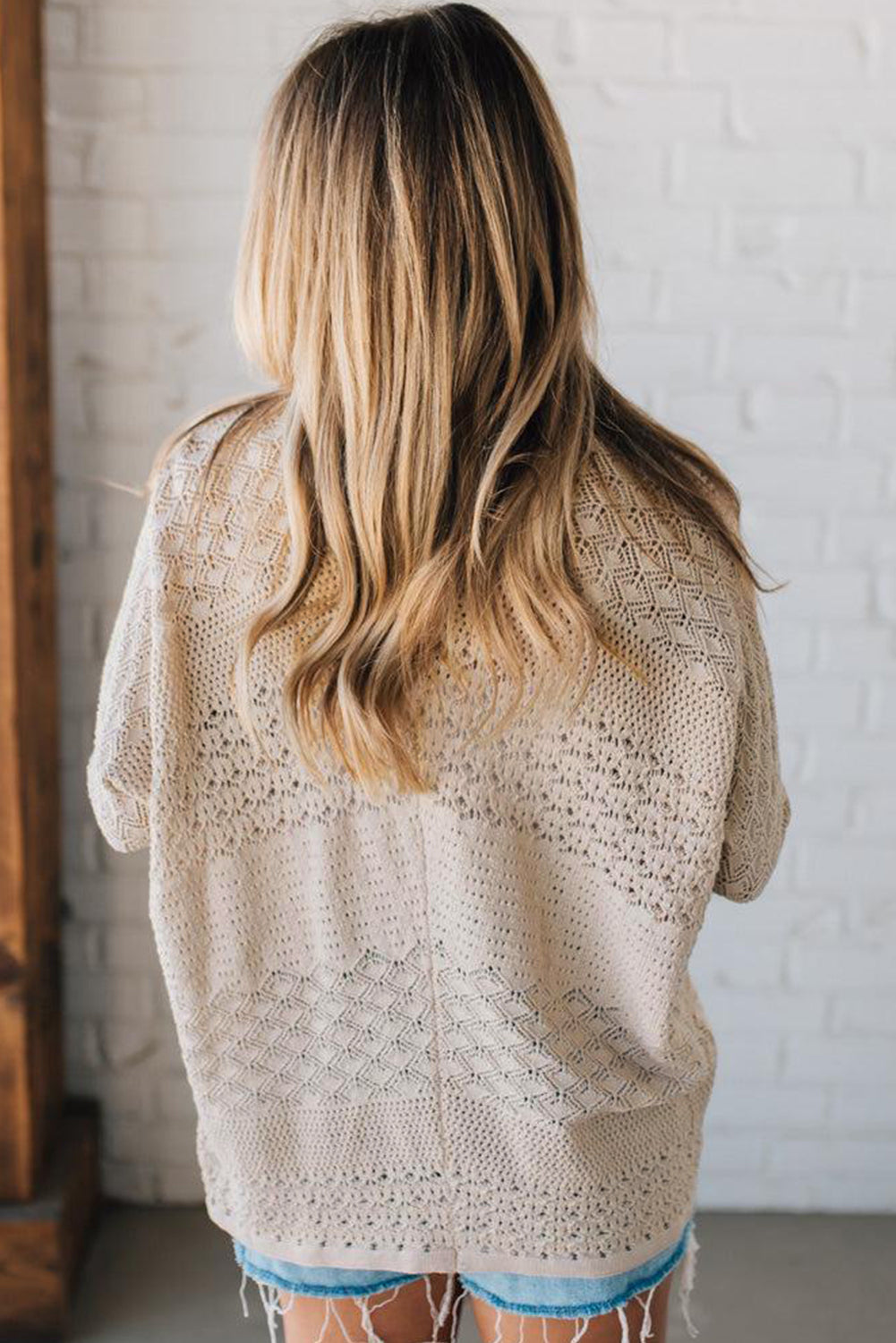 Burl Mix Pattern Hollow Knit Open Front Cardigan -3 COLOR OPTIONS
