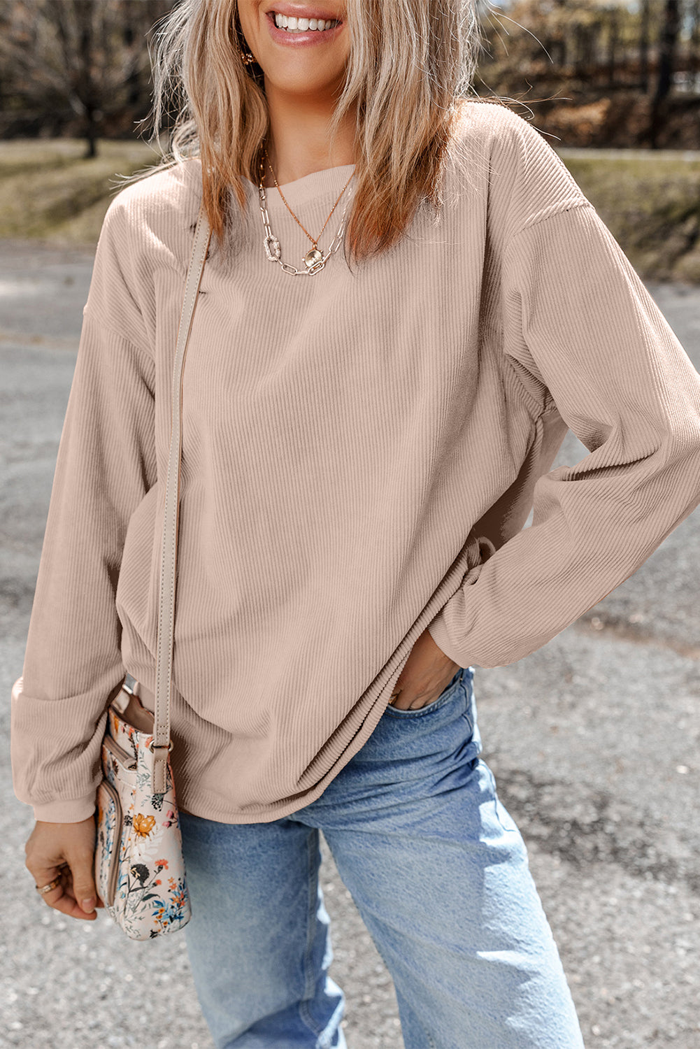 Ribbed Corduroy Oversized Sweatshirt -13 COLOR OPTIONS