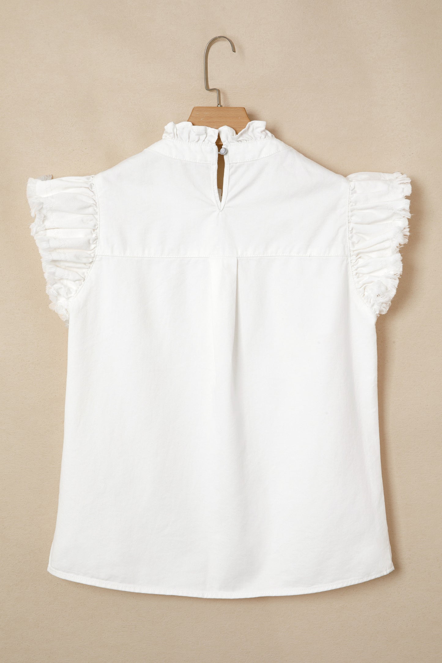Frilled Collar Flutter Sleeve Denim Top -2 COLOR OPTIONS