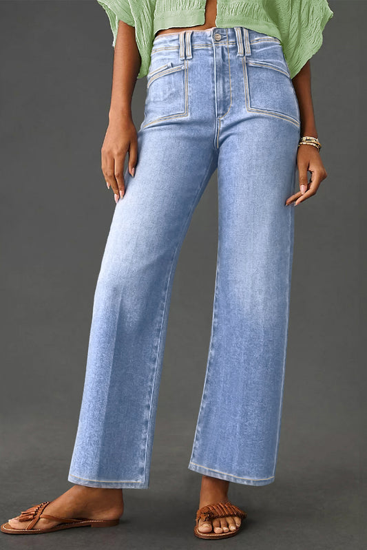 Loose Straight Leg Cropped High Waist Jeans -2 COLOR OPTIONS