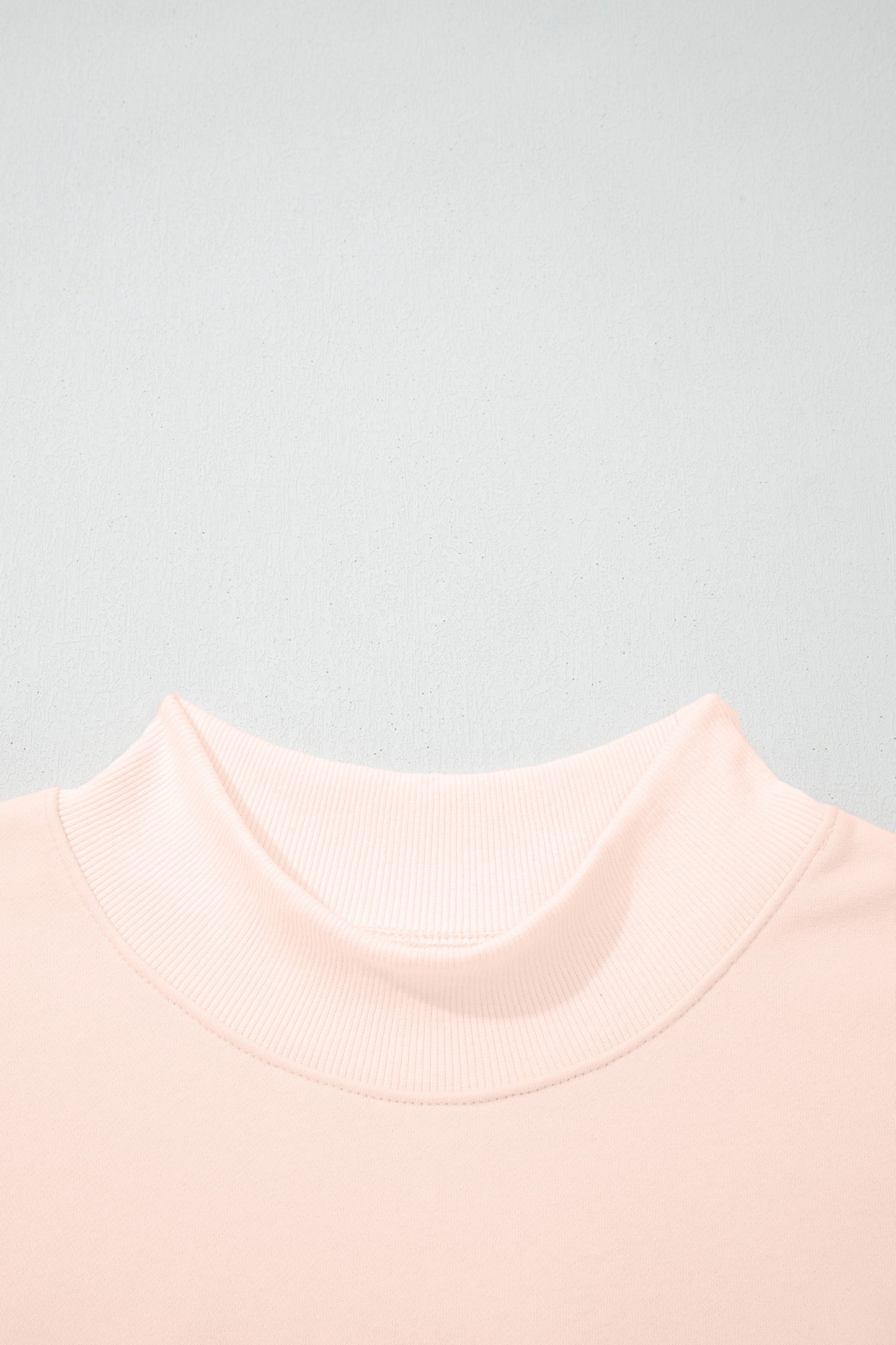 Light Pink Oversize Blessed Embroidered Mock Neck Sweatshirt