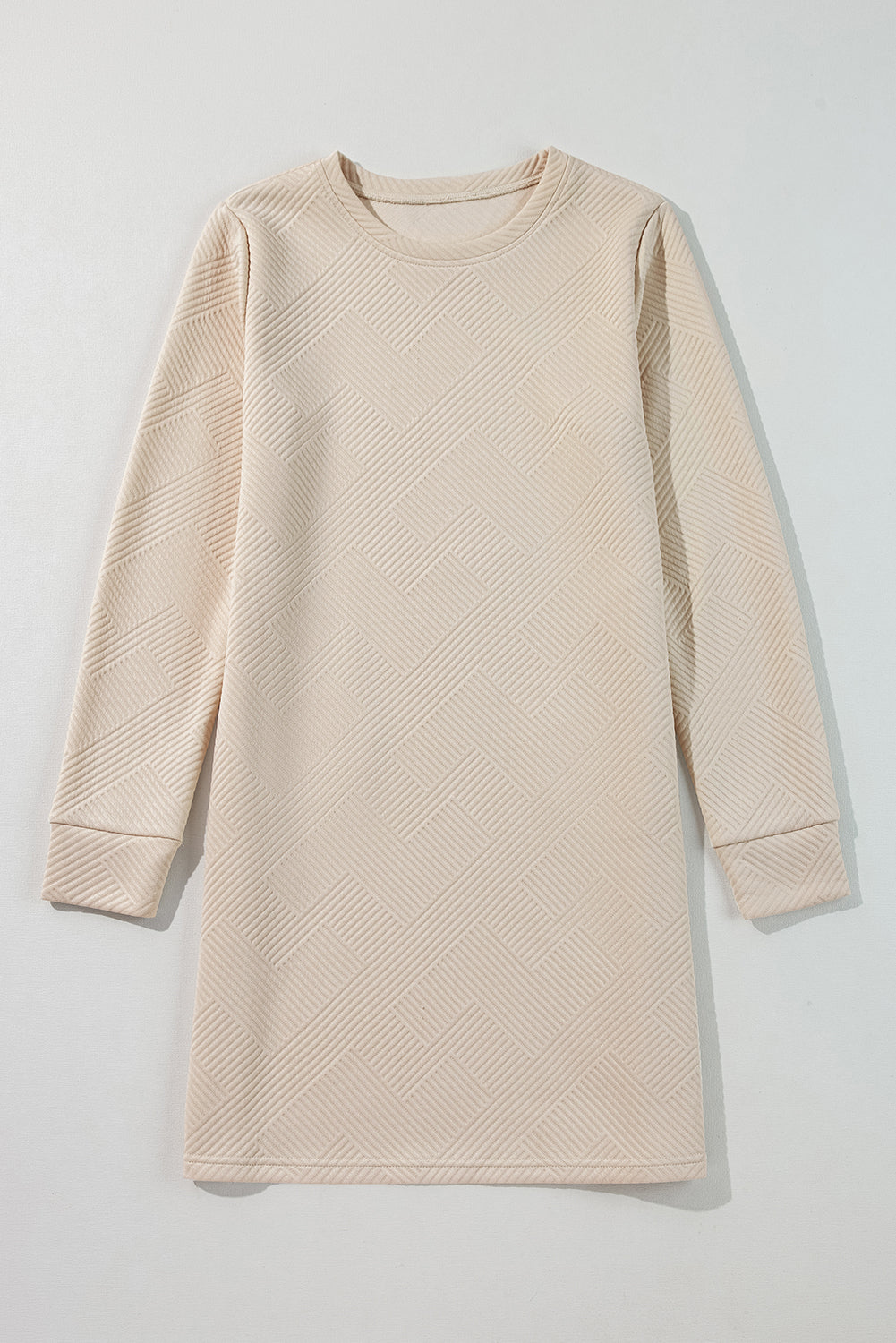 Solid Color Textured Long Sleeve Shift Dress -4 COLOR OPTIONS