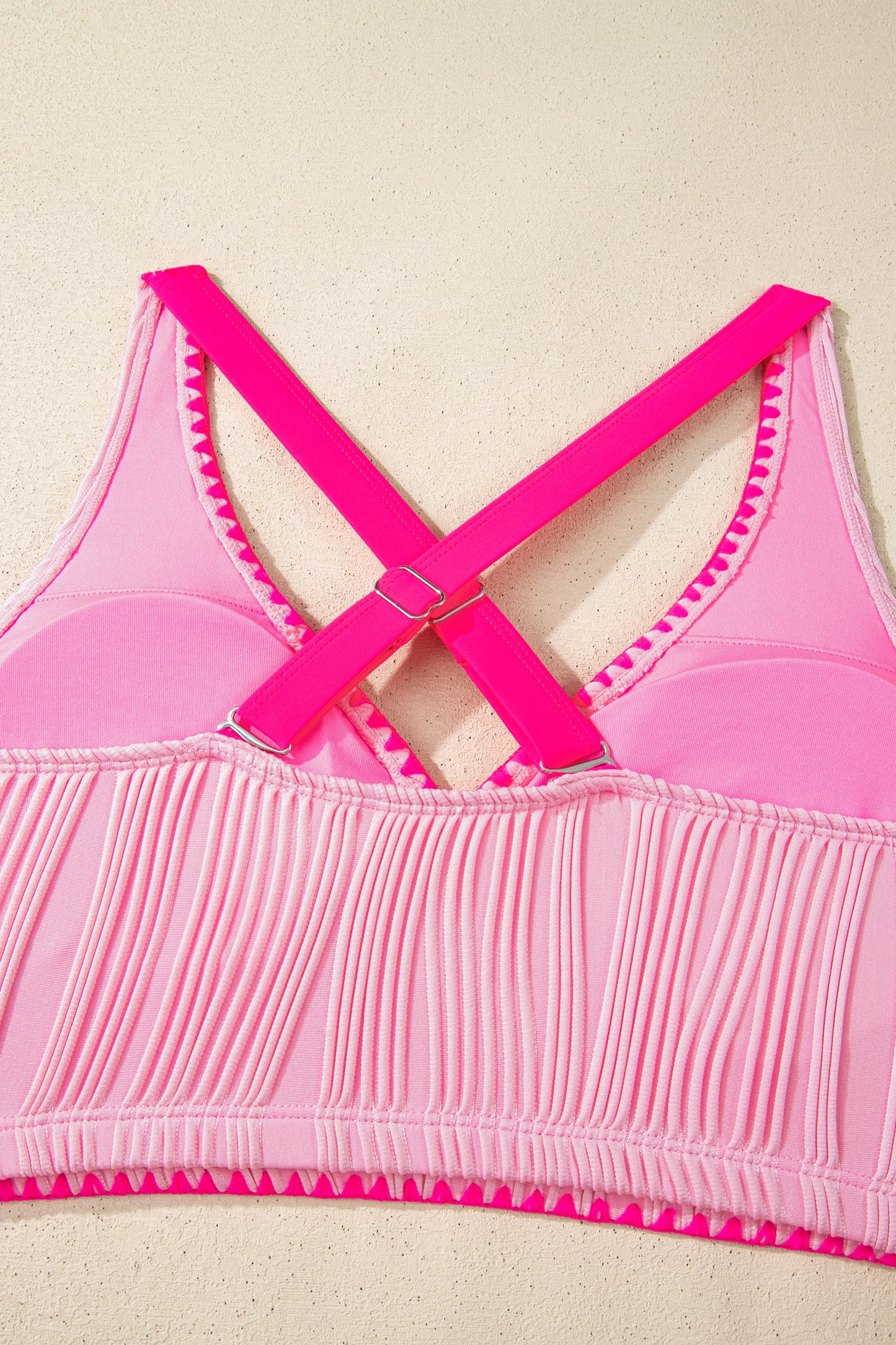 Shell Stitched Trim V Neck Textured Mix and Match High Waist Bikinis -3 COLOR OPTIONS