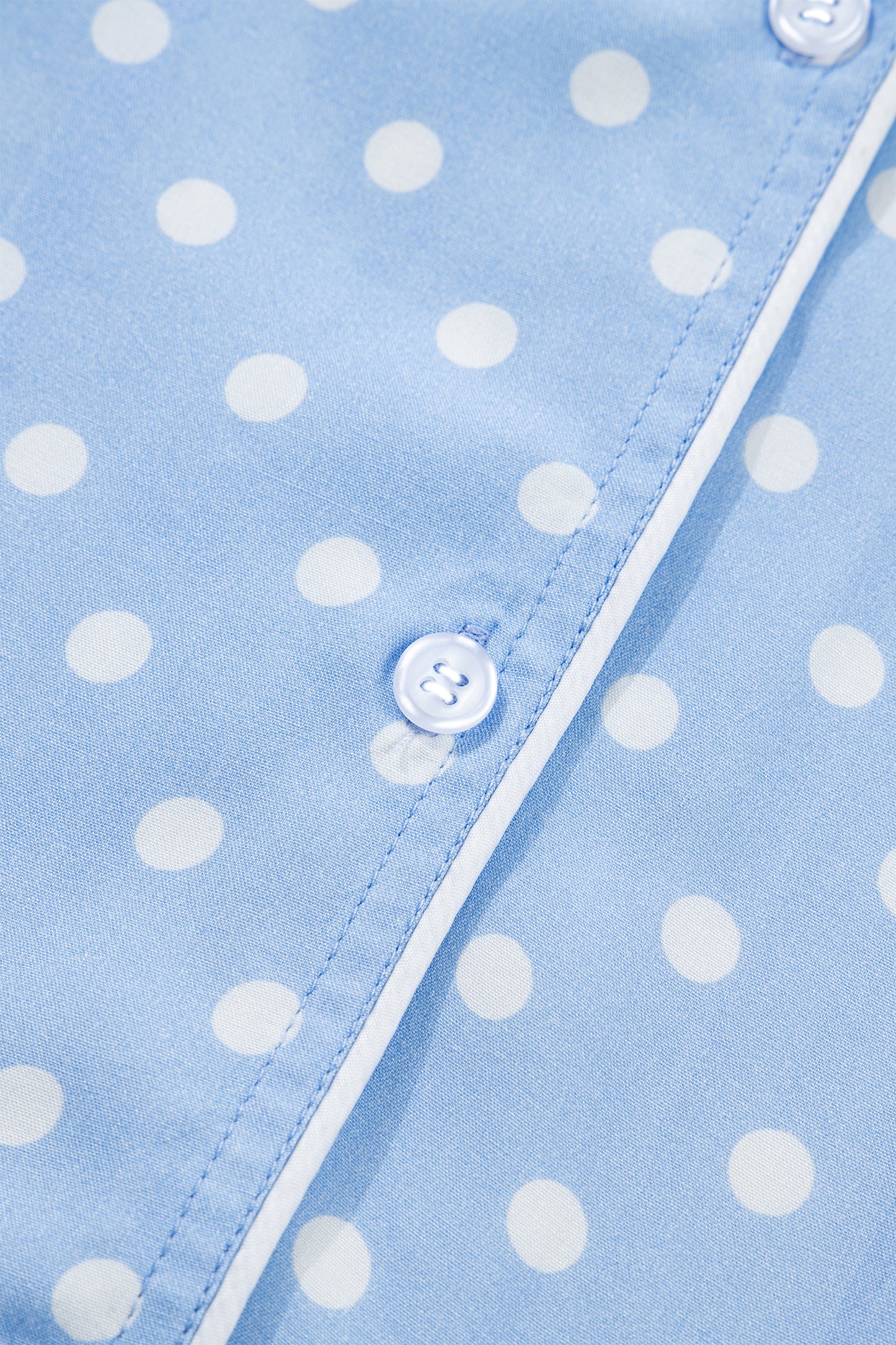 Sky Blue Dotted Print Soft Short Pajama Set