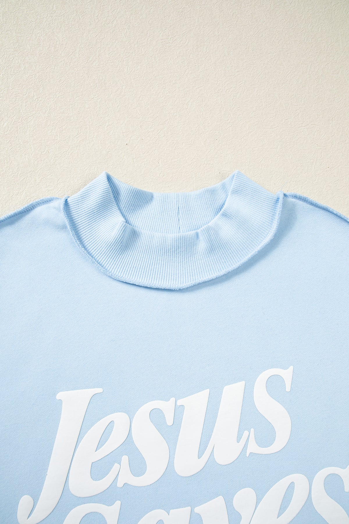 Jesus Saves Slogan Print Stand Neck Baggy Sweatshirt -2 COLOR OPTIONS